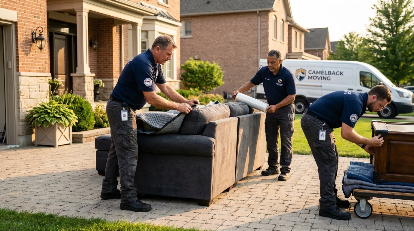 Large estate moving crew wrapping furniture in Saint Clair, MI