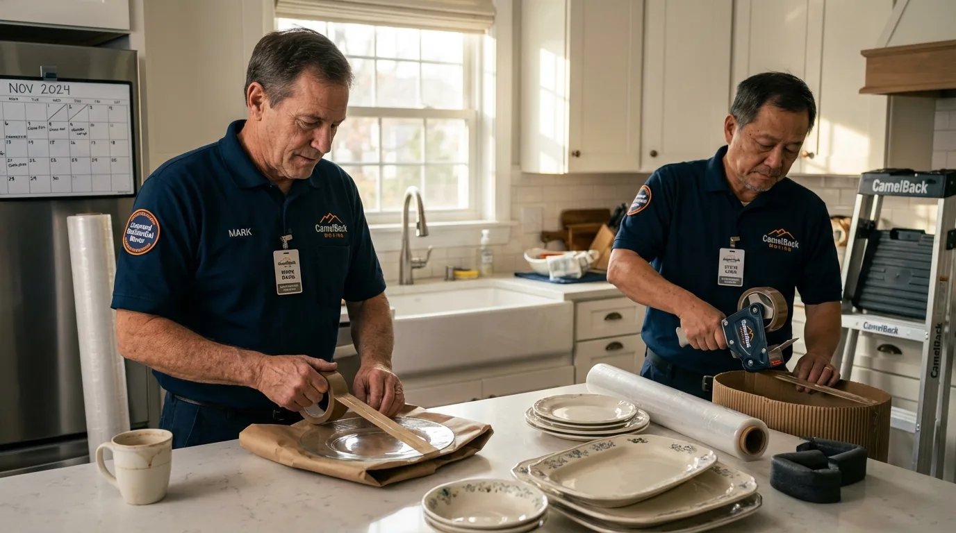Professional crew packing kitchen dishware in Saint Clair, MI